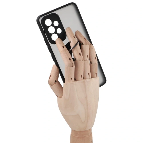 Etui z uchwytem na palec Bizon Case Hybrid Ring do Samsung Galaxy A53 5G przydymione z czarną ramką
