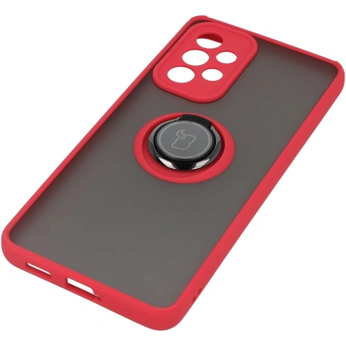 Etui z uchwytem na palec Bizon Case Hybrid Ring do Samsung Galaxy A53 5G przydymione z czerwoną ramką