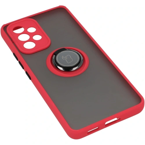 Etui z uchwytem na palec Bizon Case Hybrid Ring do Samsung Galaxy A53 5G przydymione z czerwoną ramką