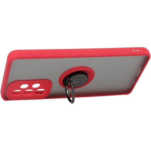 Etui z uchwytem na palec Bizon Case Hybrid Ring do Samsung Galaxy A53 5G przydymione z czerwoną ramką
