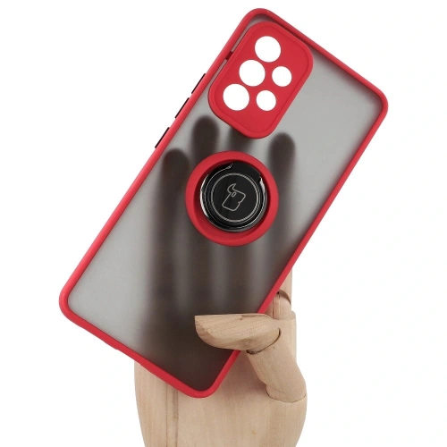 Etui z uchwytem na palec Bizon Case Hybrid Ring do Samsung Galaxy A53 5G przydymione z czerwoną ramką