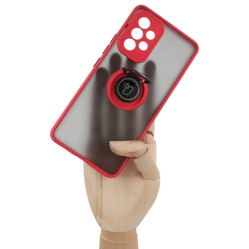 Etui z uchwytem na palec Bizon Case Hybrid Ring do Samsung Galaxy A53 5G przydymione z czerwoną ramką