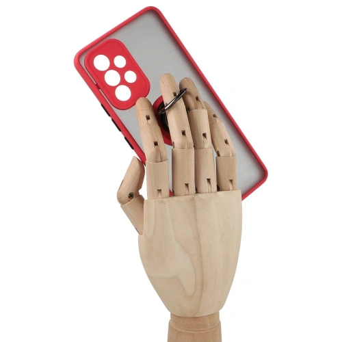 Etui z uchwytem na palec Bizon Case Hybrid Ring do Samsung Galaxy A53 5G przydymione z czerwoną ramką