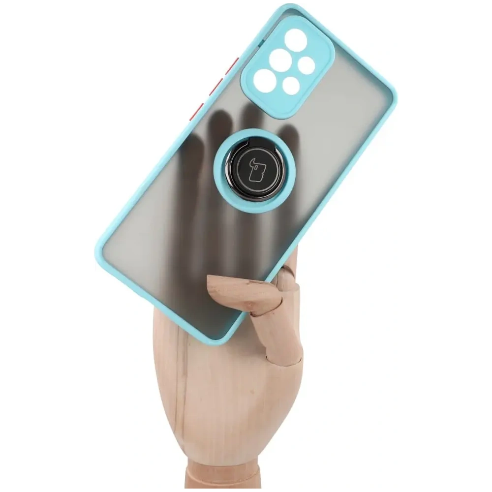 Hurtownia GSM - Etui z uchwytem na palec Bizon Case Hybrid Ring do Galaxy A53 5G, przydymione z jasnoniebieską ramką - BIZ7501 - {ean13} - Hurt