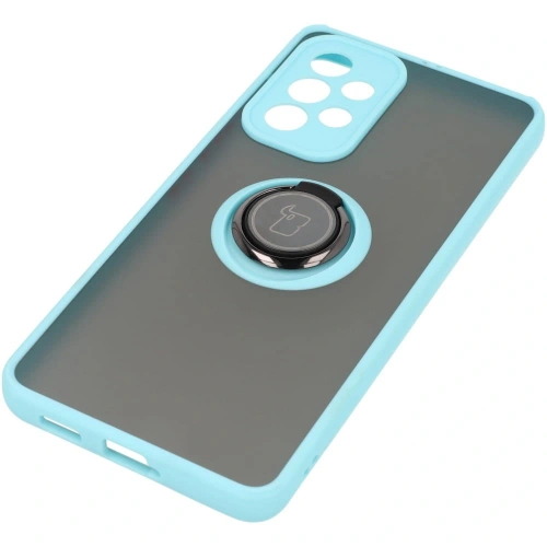 Etui z uchwytem na palec Bizon Case Hybrid Ring do Samsung Galaxy A53 5G przydymione z jasnoniebieską ramką