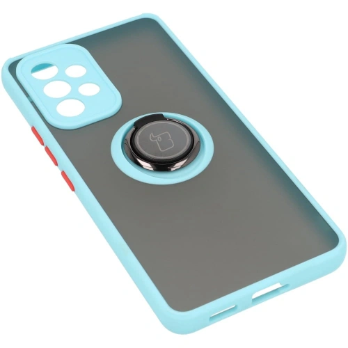 Etui z uchwytem na palec Bizon Case Hybrid Ring do Samsung Galaxy A53 5G przydymione z jasnoniebieską ramką