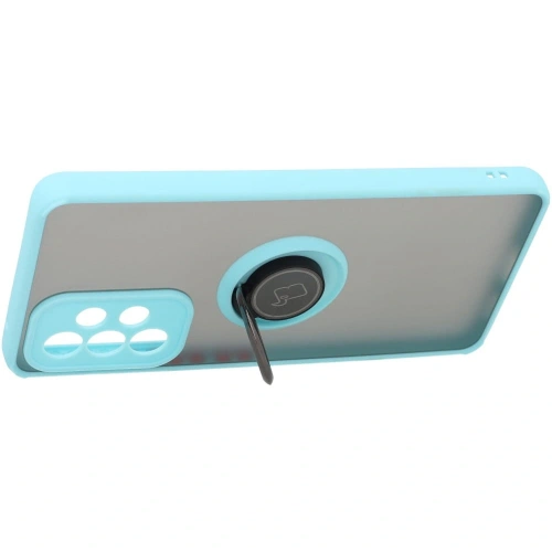 Etui z uchwytem na palec Bizon Case Hybrid Ring do Samsung Galaxy A53 5G przydymione z jasnoniebieską ramką