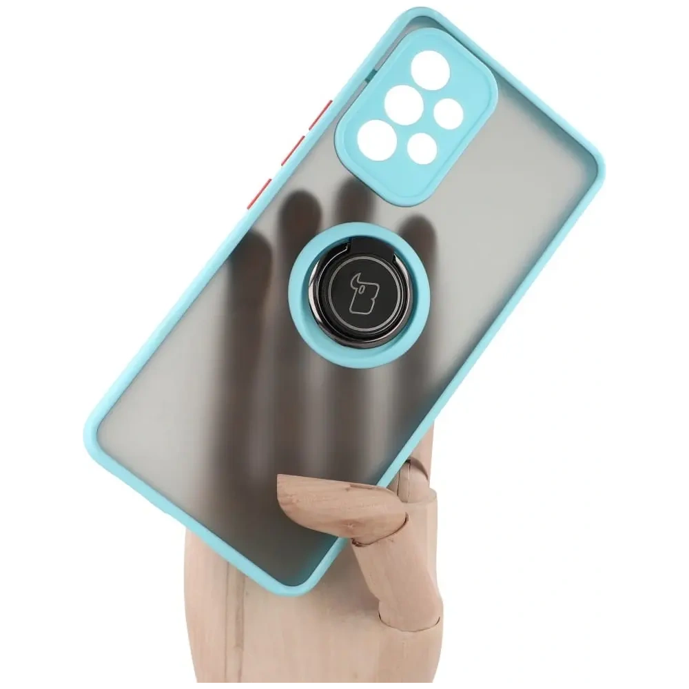 Hurtownia GSM - Etui z uchwytem na palec Bizon Case Hybrid Ring do Galaxy A53 5G, przydymione z jasnoniebieską ramką - BIZ7501 - {ean13} - Hurt