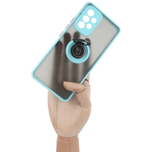 Etui z uchwytem na palec Bizon Case Hybrid Ring do Samsung Galaxy A53 5G przydymione z jasnoniebieską ramką