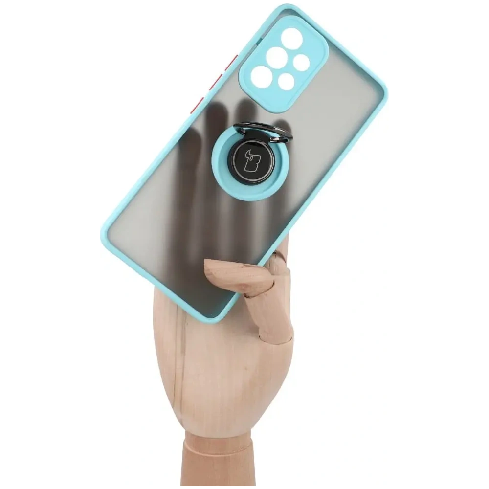 Hurtownia GSM - Etui z uchwytem na palec Bizon Case Hybrid Ring do Galaxy A53 5G, przydymione z jasnoniebieską ramką - BIZ7501 - {ean13} - Hurt