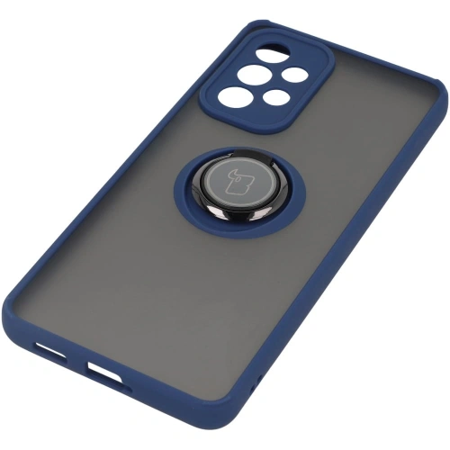 Etui z uchwytem na palec Bizon Case Hybrid Ring do Samsung Galaxy A53 5G przydymione z granatową ramką