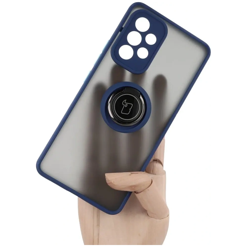 Wholesale Bizon Case Hybrid Ring Samsung Galaxy A53 5G smoky with a navy blue frame - BIZ1154 - {ean13} - Hurt