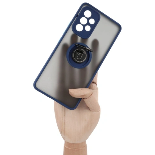 Etui z uchwytem na palec Bizon Case Hybrid Ring do Samsung Galaxy A53 5G przydymione z granatową ramką