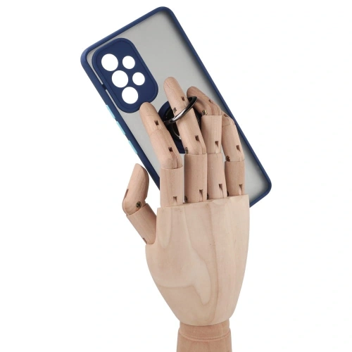 Etui z uchwytem na palec Bizon Case Hybrid Ring do Samsung Galaxy A53 5G przydymione z granatową ramką