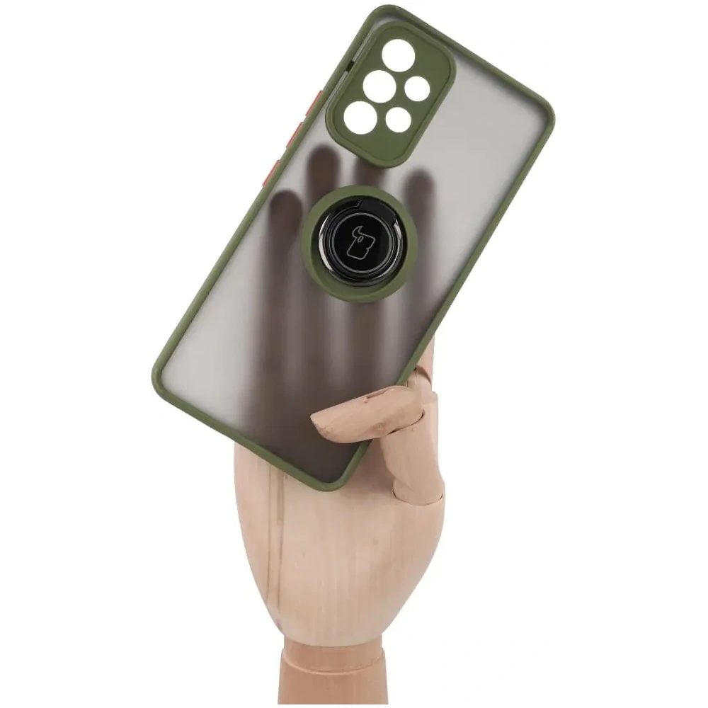 Hurtownia GSM - Etui z uchwytem na palec Bizon Case Hybrid Ring do Samsung Galaxy A53 5G przydymione z zieloną ramką - BIZ7506 - {ean13} - Hurt