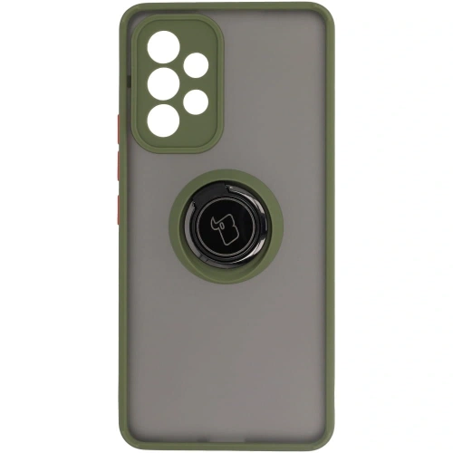 Etui z uchwytem na palec Bizon Case Hybrid Ring do Samsung Galaxy A53 5G przydymione z zieloną ramką