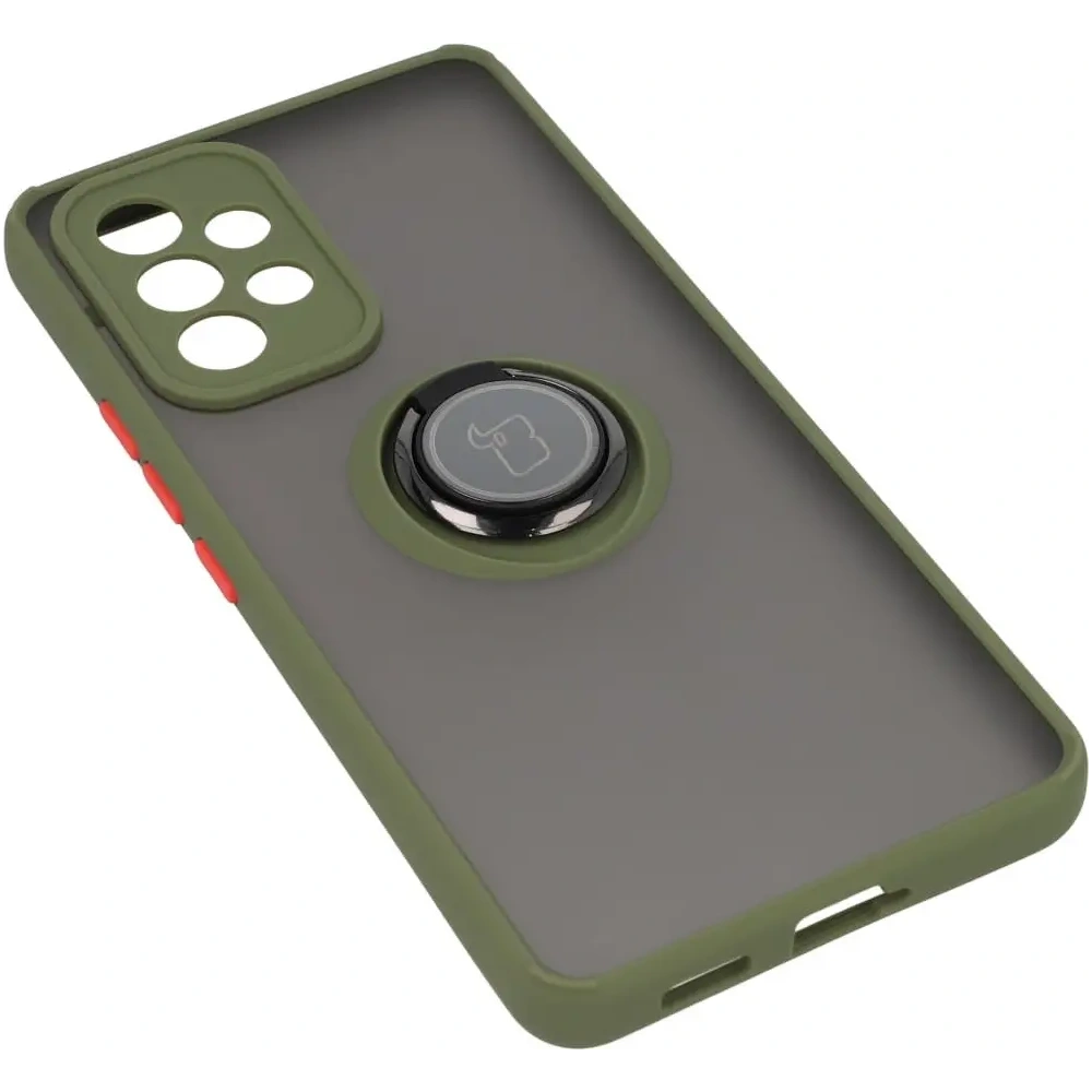 Hurtownia GSM - Etui z uchwytem na palec Bizon Case Hybrid Ring do Samsung Galaxy A53 5G przydymione z zieloną ramką - BIZ7506 - {ean13} - Hurt
