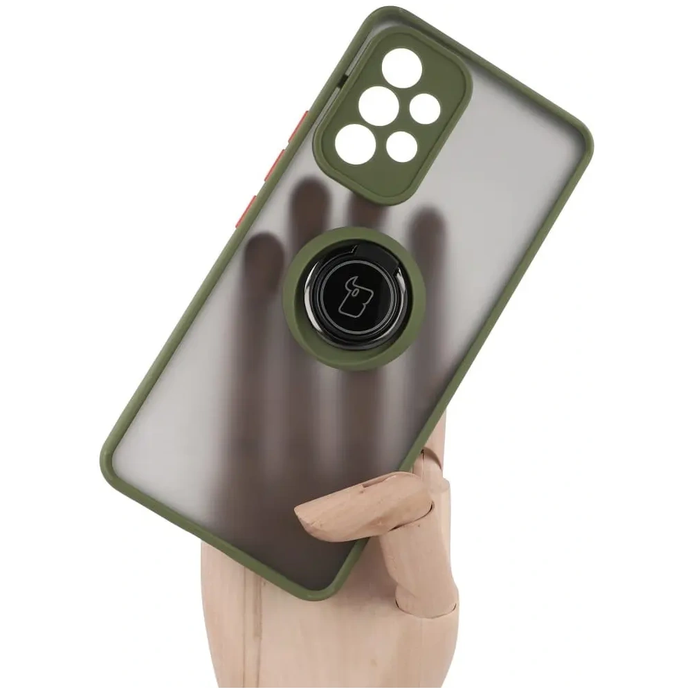 Hurtownia GSM - Etui z uchwytem na palec Bizon Case Hybrid Ring do Samsung Galaxy A53 5G przydymione z zieloną ramką - BIZ7506 - {ean13} - Hurt