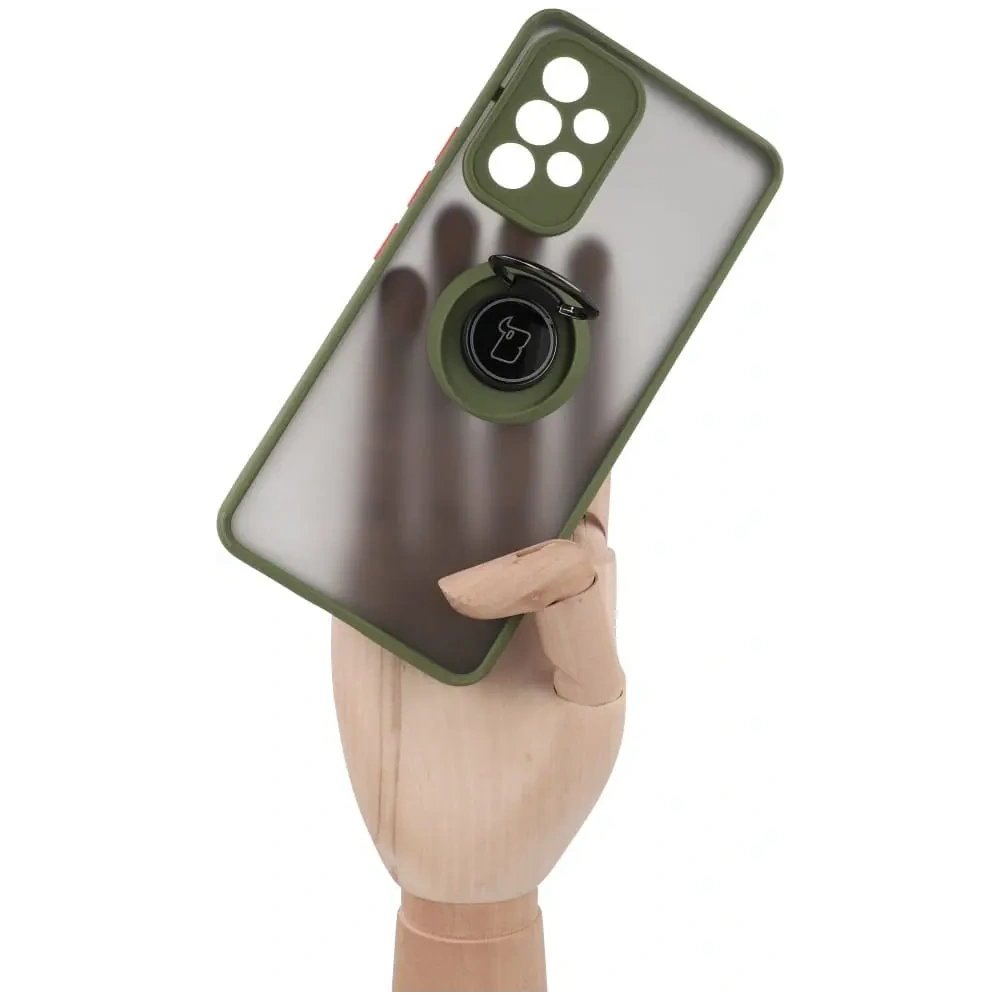 Hurtownia GSM - Etui z uchwytem na palec Bizon Case Hybrid Ring do Samsung Galaxy A53 5G przydymione z zieloną ramką - BIZ7506 - {ean13} - Hurt
