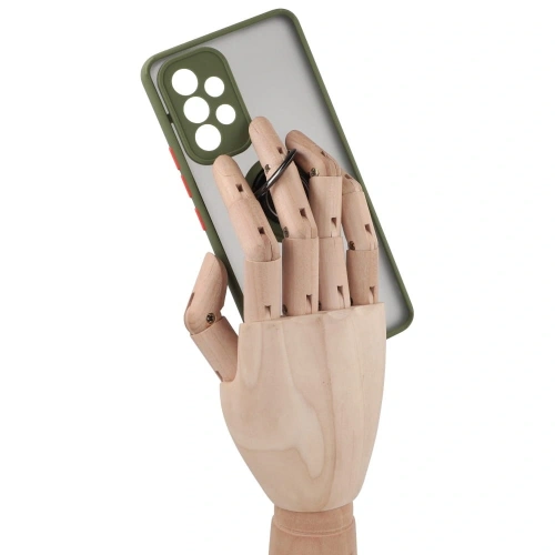 Etui z uchwytem na palec Bizon Case Hybrid Ring do Samsung Galaxy A53 5G przydymione z zieloną ramką