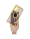 Etui z uchwytem na palec Bizon Case Hybrid Ring do Samsung Galaxy A53 5G przydymione z żółtą ramką