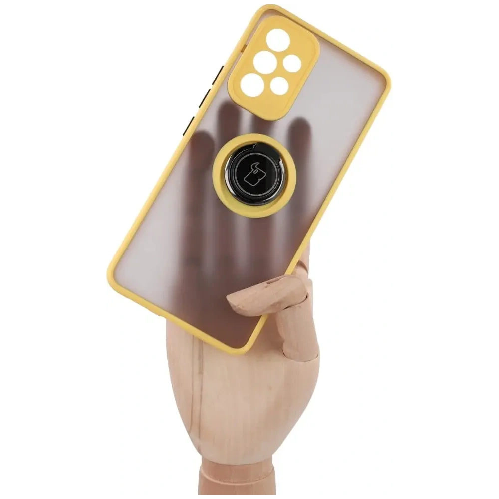 Hurtownia GSM - Bizon Case Hybrid Ring Samsung Galaxy A53 5G fumuriu cu un cadru galben - BIZ7507 - {ean13} - Hurt
