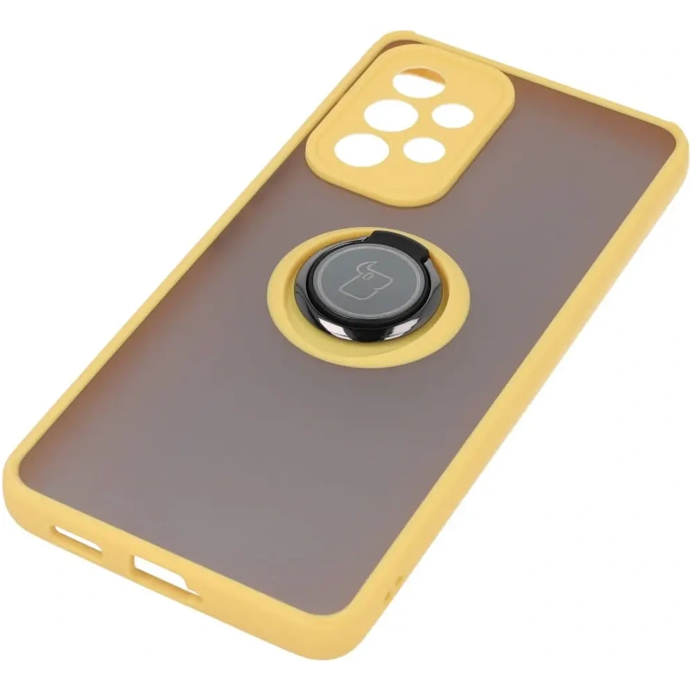 Hurtownia GSM - Etui z uchwytem na palec Bizon Case Hybrid Ring do Galaxy A53 5G, przydymione z żółtą ramką - BIZ7507 - {ean13} - Hurt