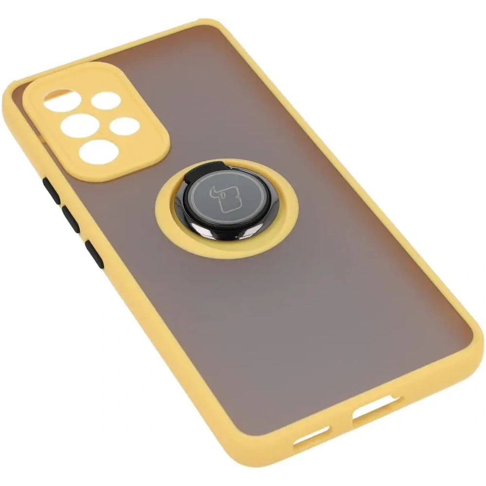 Hurtownia GSM - Etui z uchwytem na palec Bizon Case Hybrid Ring do Galaxy A53 5G, przydymione z żółtą ramką - BIZ7507 - {ean13} - Hurt