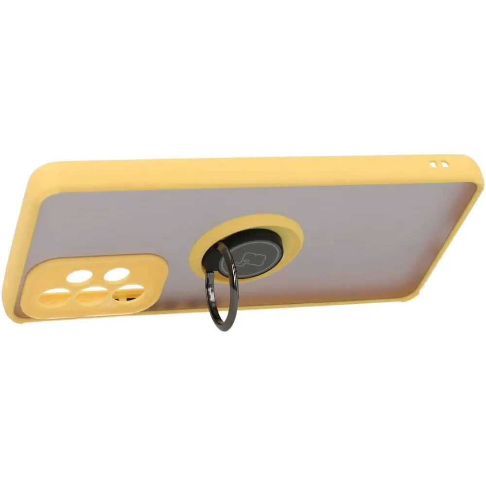 Hurtownia GSM - Etui z uchwytem na palec Bizon Case Hybrid Ring do Galaxy A53 5G, przydymione z żółtą ramką - BIZ7507 - {ean13} - Hurt
