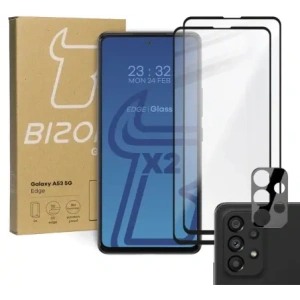 Hurtownia GSM - Bizon Glass Edge gehärtetes Glas - [2 PACK] + Linsenschutz Samsung Galaxy A53 schwarz - BIZ1160 - {ean13} - Hurt