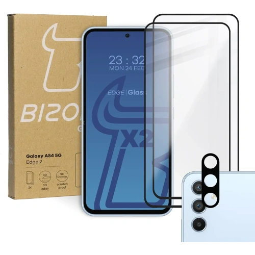 2x Szkło na ekran + szkło na aparat BIZON Edge 2 do Samsung Galaxy A54 5G