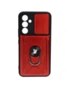 Etui Bizon Case Camshield Card Slot Ring do Samsung Galaxy A54 5G czerwone