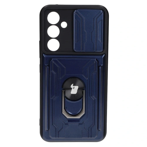 Etui Bizon Case Camshield Card Slot Ring do Samsung Galaxy A54 5G granatowe