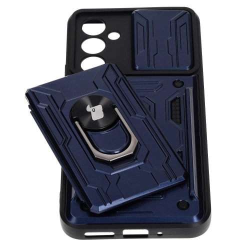 Etui Bizon Case Camshield Card Slot Ring do Samsung Galaxy A54 5G granatowe
