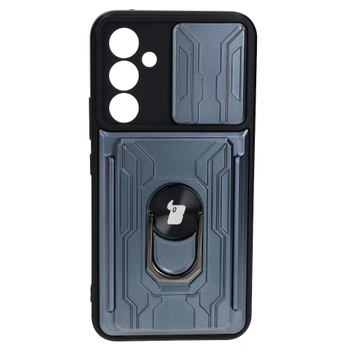 Etui Bizon Case Camshield Card Slot Ring do Samsung Galaxy A54 5G szare