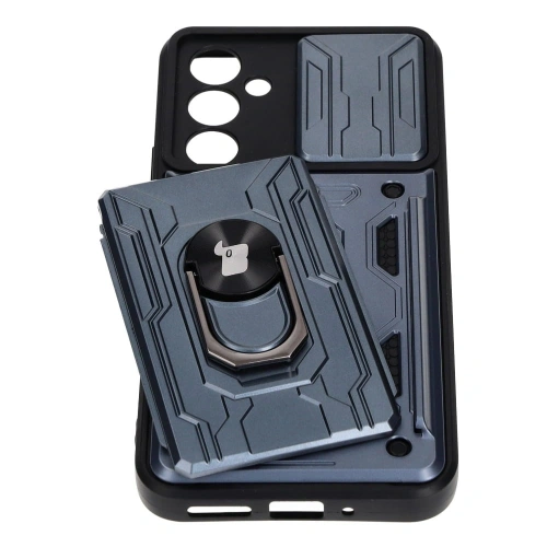 Etui Bizon Case Camshield Card Slot Ring do Samsung Galaxy A54 5G szare
