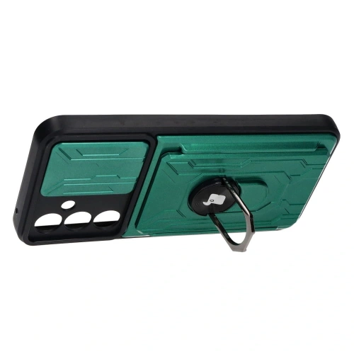Etui Bizon Case Camshield Card Slot Ring do Samsung Galaxy A54 5G zielone