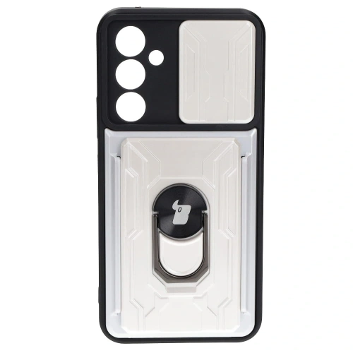 Etui Bizon Case Camshield Card Slot Ring do Samsung Galaxy A54 5G białe