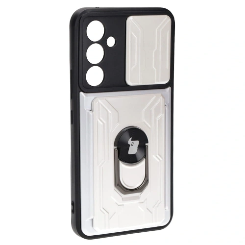 Etui Bizon Case Camshield Card Slot Ring do Samsung Galaxy A54 5G białe