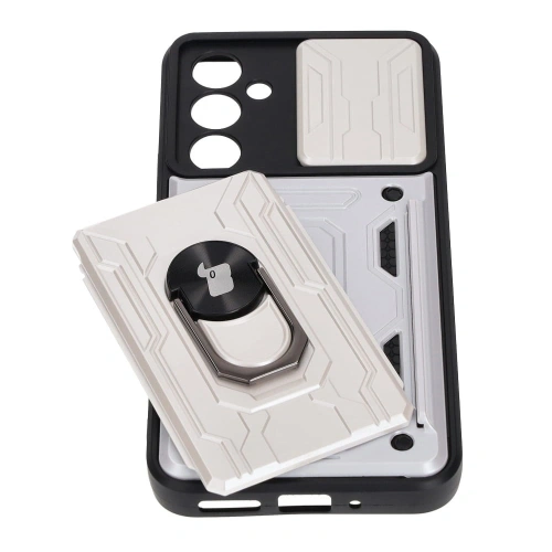 Etui Bizon Case Camshield Card Slot Ring do Samsung Galaxy A54 5G białe