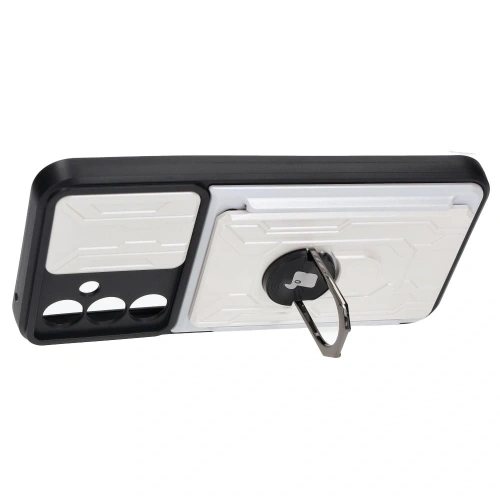 Etui Bizon Case Camshield Card Slot Ring do Samsung Galaxy A54 5G białe