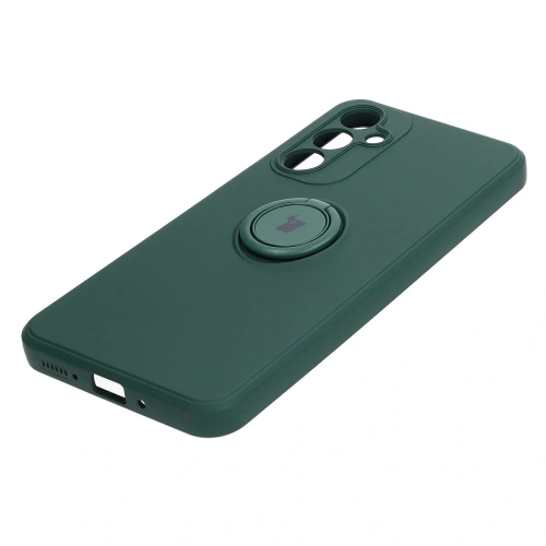 Etui Bizon Case Silicone Ring Sq do Samsung Galaxy A54 5G ciemnozielone