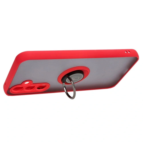 Etui z uchwytem na palec Bizon Case Hybrid Ring do Samsung Galaxy A54 5G przydymione z czerwoną ramką