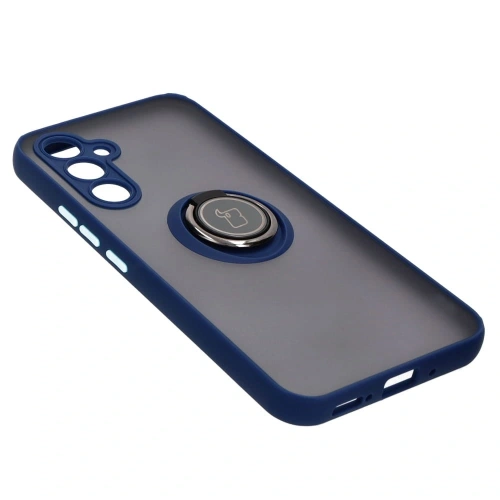 Etui z uchwytem na palec Bizon Case Hybrid Ring do Samsung Galaxy A54 5G przydymione z granatową ramką