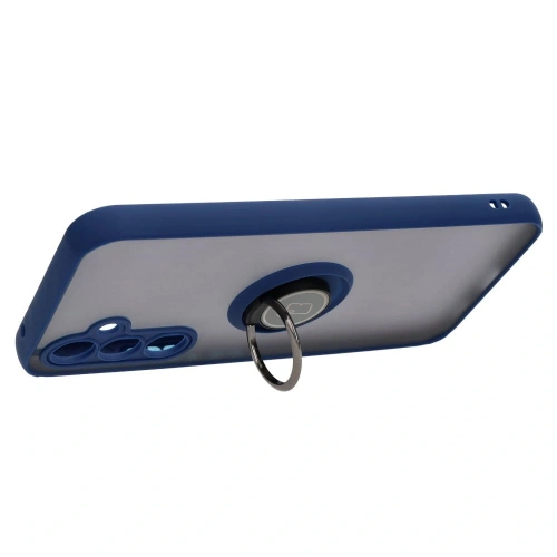 Etui z uchwytem na palec Bizon Case Hybrid Ring do Samsung Galaxy A54 5G przydymione z granatową ramką
