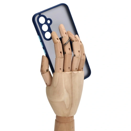 Etui z uchwytem na palec Bizon Case Hybrid Ring do Samsung Galaxy A54 5G przydymione z granatową ramką