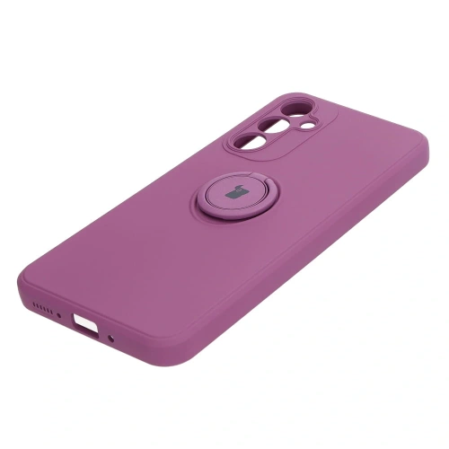 Etui Bizon Case Silicone Ring Sq do Samsung Galaxy A54 5G ciemnofioletowe