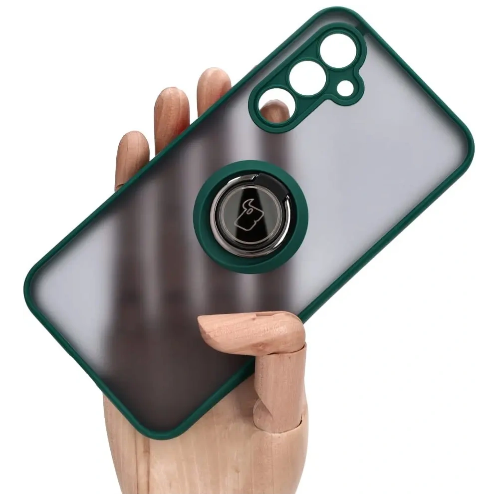 Hurtownia GSM - Etui z uchwytem na palec Bizon Case Hybrid Ring do Samsung Galaxy A54 5G przydymione z ciemnozieloną ramką - BIZ1213 - {ean13} - Hurt