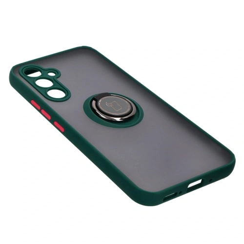 Etui z uchwytem na palec Bizon Case Hybrid Ring do Samsung Galaxy A54 5G przydymione z ciemnozieloną ramką
