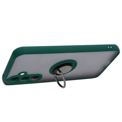 Etui z uchwytem na palec Bizon Case Hybrid Ring do Samsung Galaxy A54 5G przydymione z ciemnozieloną ramką